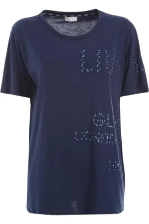 Liu Jo Top, Dame, Blå, M, Bomuld, Basis Rund Hals T-Shirt Blå Print