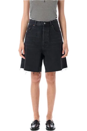 Saint Laurent Shorts, Dame, Sort, W28, Denim, Sort Denim Bermuda Shorts High-Waist