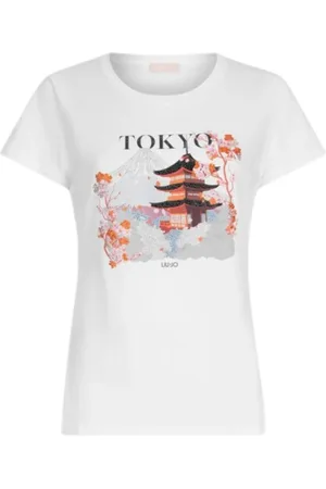 Liu Jo Top, Dame, Hvid, XS, Bomuld, Tokyo Grafisk Bomuld T-Shirt