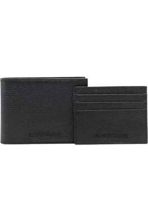 Emporio Armani Tilbehør, Herre, Sort, ONE SIZE, Læder, Klassisk Sort Pengepung Sæt