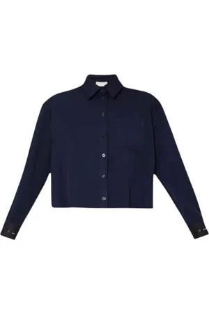 Liu Jo Bluser & Skjorter, Dame, Blå, M, Denim, Mørkeblå Cropped Denim Skjorte