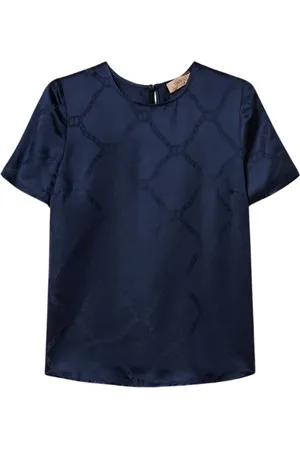 Twin-Set Bluser & Skjorter, Dame, Blå, L, Lyocell Kæde Print Bluse