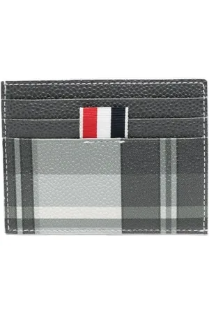 Thom Browne Tilbehør, Herre, Flerfarvet, ONE SIZE, Tjekmønster Kortholder Pung Sort