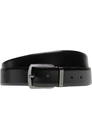 Emporio Armani Tilbehør, Herre, Sort, ONE SIZE, Læder, Reversibel læder Tunge Bælte Sort