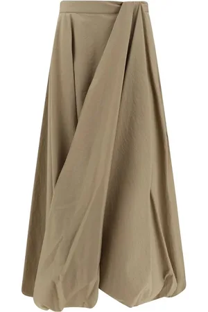 Brunello Cucinelli Nederdel, Dame, , M, Bomuld, Elegant Lang Nederdel med Drapering