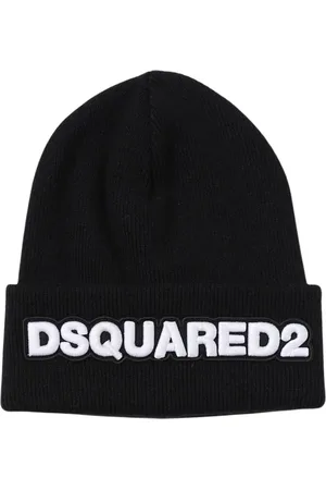 Dsquared2 Tilbehør, Herre, Sort, ONE SIZE, Uld, Broderet Logo Uld Beanie Hat