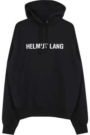 Helmut Lang Sweathshirts & Hoodies, Herre, Sort, M, Bomuld, Sort Logo Hættetrøje Langærmet Bomuld