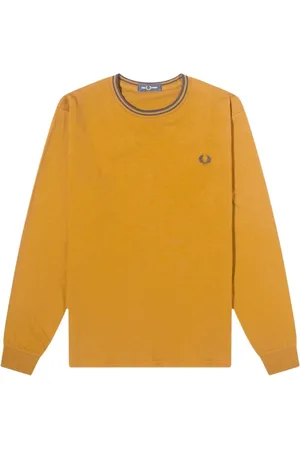 Fred Perry Top, Herre, Brun, S, Bomuld, Twin Tipped Langærmet T-Shirt
