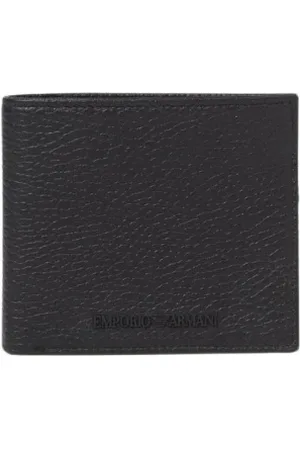 Emporio Armani Tilbehør, Herre, Sort, ONE SIZE, Uld, Sort Læderpung Stilfuld og Funktionel