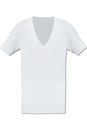 Maison Margiela Strik, Herre, Hvid, S, Ribstrikket sweater