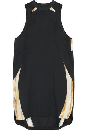 Y-3 Kjole, Dame, Sort, XS, Bomuld, Sort Ribbet Tank Kjole