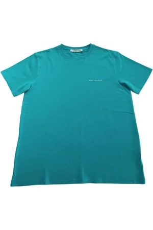 Trussardi Top, Herre, Blå, L, Bomuld, Lysblå Bomuldst-shirt Logo Print