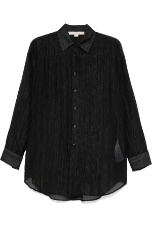 REMAIN Birger Christensen Bluser & Skjorter, Dame, Sort, L, Uld, Sort Oversized Skjorte med Tekstureret Stof