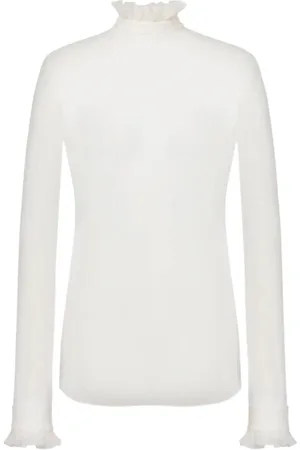 Serafini Top, Dame, Hvid, S, Polyester, Romantisk Ruffle Skjorte Elfenben