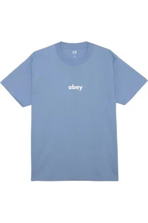 Obey Top, Herre, Blå, L, Bomuld, Logo T-shirt, Kortærmet, Regular Fit