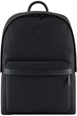 Emporio Armani Taske, Herre, Sort, ONE SIZE, Nylon, Nylon Rygsæk med Dobbelt Lynlås, Sort