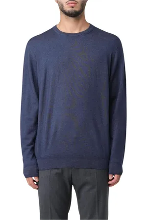 DRUMOHR Strik, Herre, Blå, 3XL, Uld, Luksuriøs Uld Crew Neck Sweater