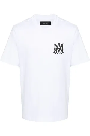 AMIRI Top, Herre, Hvid, L, Uld, Kerne Logo Præget T-shirt