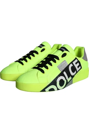 Dolce & Gabbana Sko, Herre, Grøn, 40 EU, Polyester, Neon Logo Tape Low Top Sneakers