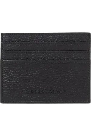 Emporio Armani Tilbehør, Herre, Sort, ONE SIZE, Læder, Sort Læderkortholder Pung