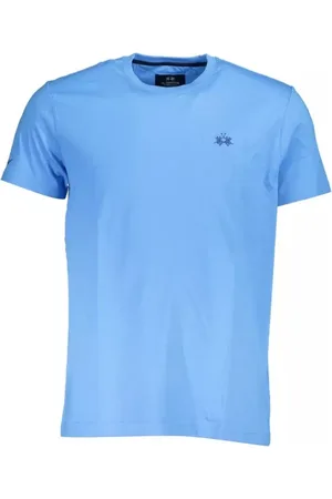 La Martina Top, Herre, Blå, L, Bomuld, Elegant Lysblå Broderet Tee