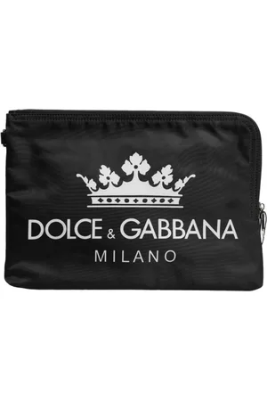 Dolce & Gabbana Taske, Herre, Sort, ONE SIZE, Nylon, Sort Milano Print Nylon Pung Clutch