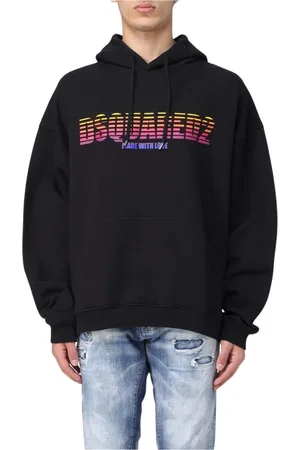 Dsquared2 Sweathshirts & Hoodies, Herre, Sort, M, Bomuld, Sort Sunset Grafisk Hoodie