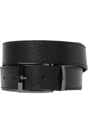 Emporio Armani Tilbehør, Herre, Sort, ONE SIZE, Læder, Sort Vendbar Læderbælte med Spænde