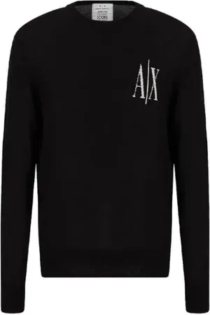 Armani Exchange Top, Herre, Sort, L, Uld, Stilfulde Pullover Hoodies i Sort