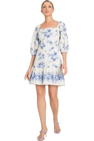 Twin-Set Kjole, Dame, Flerfarvet, M, Linned, Kort Blomstret Linnedkjole