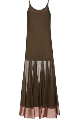 Fendi Kjole, Dame, Brun, XS, Brun Strikket A-linje Kjole
