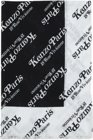 Kenzo Tilbehør, Herre, Sort, ONE SIZE, Silke Logo Tørklæde til Mænd