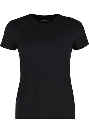 Vince Top, Dame, Sort, XS, Bomuld, Ribbet crew-neck bomuld T-shirt