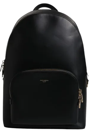 Dolce & Gabbana Taske, unisex, Sort, ONE SIZE, Læder, Sort Læder Logo Print Rejse Rygsæk