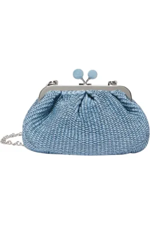Max Mara Taske, Dame, Blå, ONE SIZE, Bomuld, Raffia Clutch Taske Palmas Blå