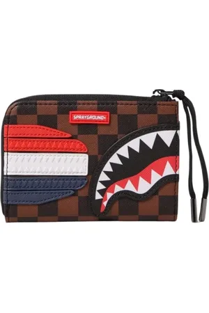 Sprayground Tilbehør, Herre, Brun, ONE SIZE, Uld, Ternet Haj Lynlås Pung Stilfuldt Design
