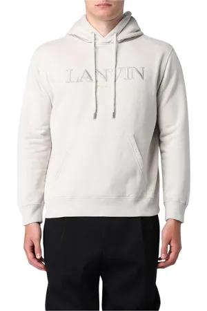 Lanvin Sweathshirts & Hoodies, Herre, Grå, L, Bomuld, Broderet hættetrøje grå sweatshirt mænd