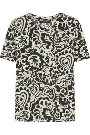 Max Mara Top, Dame, Flerfarvet, L, Bomuld, Etnisk Print Bomuld T-Shirt Cadine