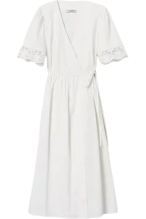 Twin-Set Kjole, Dame, Hvid, S, Bomuld, Hvid Blonde Midi Kjole