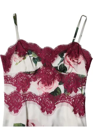 Dolce & Gabbana Top, Dame, Flerfarvet, 2XS, Bomuld, Hvid Rose Print Blonde Tank Top