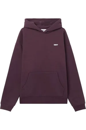 Obey Sweathshirts & Hoodies, Herre, Lyserød, M, Bomuld, Lilla Bomuldshættetrøje med Broderet Logo