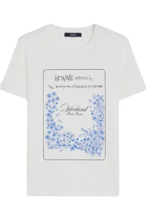 Max Mara Top, Dame, Hvid, S, Bomuld, Hvid Teiera Bomuld T-shirt med Print