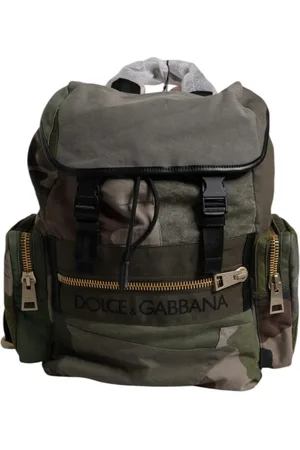 Dolce & Gabbana Taske, unisex, Grøn, ONE SIZE, Uld, Militærgrøn Patchwork Skole Rygsæk Taske