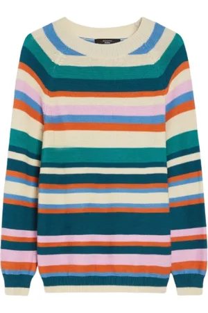 Max Mara Strik, Dame, Flerfarvet, XS, Bomuld, Stribet Bomuldssweater Linz
