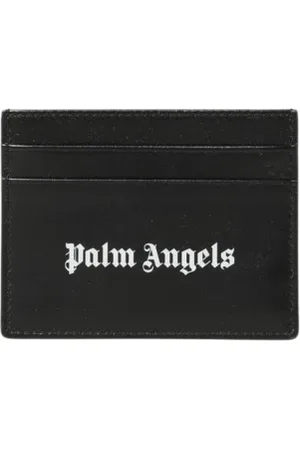 Palm Angels Tilbehør, Herre, Sort, ONE SIZE, Læder, Sort Læderkortholder Pung