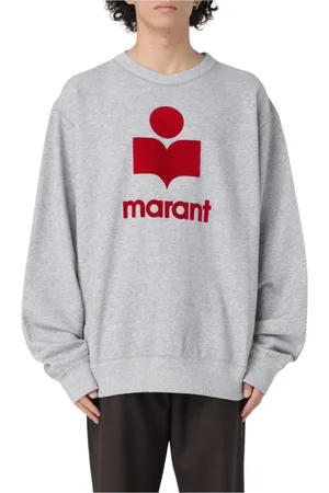 Isabel Marant Sweathshirts & Hoodies, Herre, Grå, XL, Bomuld, Grå Bomuldssweatshirt Broderet Logo