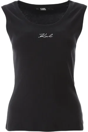 Karl Lagerfeld Top, Dame, Sort, S, Bomuld, Top Smanicato