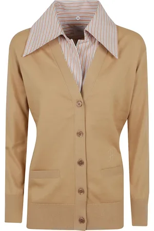 Patou Strik, Dame, Brun, M, Bomuld, Hvid Sweater Elegant Design