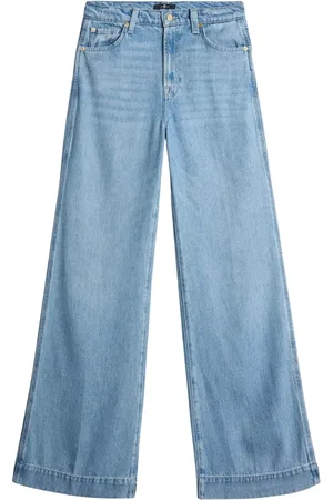 7 for all Mankind Jeans, Dame, Blå, W26, Denim, Bred Ben Denim Bukser med 5 Lommer