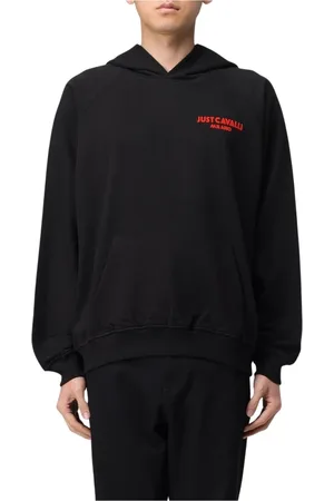Roberto Cavalli Sweathshirts & Hoodies, Herre, Sort, L, Bomuld, Sort Logo Hoodie til Mænd